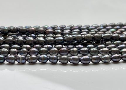 5x7 mm B Grade Dark Peacock Color Freshwater Pearls Long Rice/Oval Shape Pearl Beads Genuine Freshwater Rice Pearls #P2033