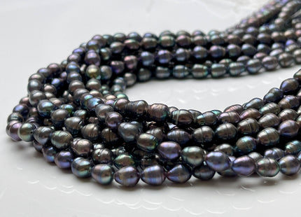 5x7 mm B Grade Dark Peacock Color Freshwater Pearls Long Rice/Oval Shape Pearl Beads Genuine Peacock Color Freshwater Rice Pearls #P2033