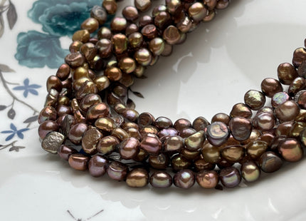 7-8 mm Dark Brown Color Potato Nugget Freshwater Pearl Beads Genuine Brown Color Freshwater Nugget Pearl Beads #P2035