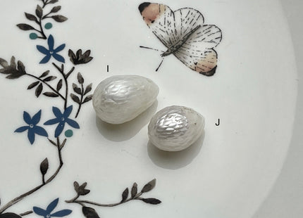 ONE Piece 12-15x15-20 mm Natural White Full Drilled Dragon Skin Rice/Oval Pearl Single Beads Genuine White Rice Pearls For Pendant #P2041