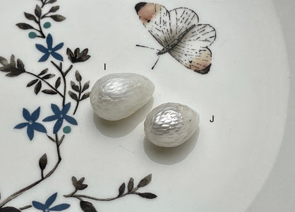 ONE Piece 12-15x15-20 mm Natural White Full Drilled Dragon Skin Rice/Oval Pearl Single Beads Genuine White Rice Pearls For Pendant #P2041