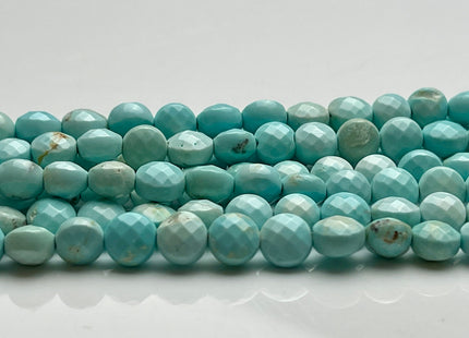 6 mm Micro Faceted Multi Blue Turquoise Coin Disc Shape Gemstone Beads Multi Blue Turquoise Gemstone Beads 15 Inches Strand #4040