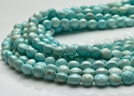 6 mm Micro Faceted Multi Blue Turquoise Coin Disc Shape Gemstone Beads Multi Blue Turquoise Gemstone Beads 15 Inches Strand #4040