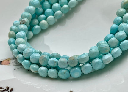 6 mm Micro Faceted Multi Blue Turquoise Coin Disc Shape Gemstone Beads Multi Blue Turquoise Gemstone Beads 15 Inches Strand #4040