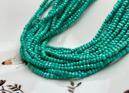 2-2.5x3 mm Faceted Rondelle Turquoise Beads 15 Inches Strand #4042