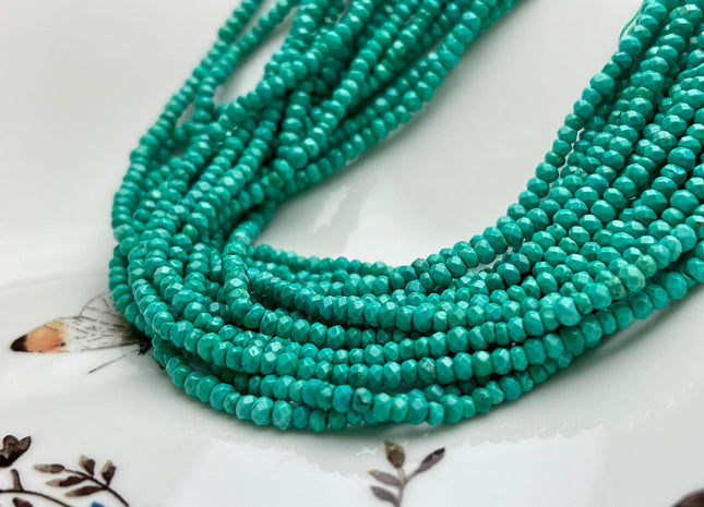 2-2.5x3 mm Faceted Rondelle Turquoise Beads 15 Inches Strand #4042