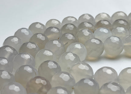 14 mm Faceted Round Fire Agate Gemstone Beads Heat Treated Translucent White Color Natural Gemstone Agate 15.5 Inches Strand #4046