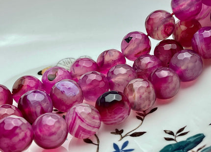 12mm 14mm Faceted Round Fire Agate Gemstone Beads Heat Treated Multi Purple Color Natural Gemstone Fire Agate 15.5 Inches Strand #4047