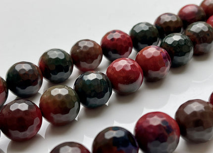 16 mm Faceted Round Fire Agate Gemstone Beads Heat Treated Black And Red Color Natural Gemstone Agate 15.5 Inches Strand #4057