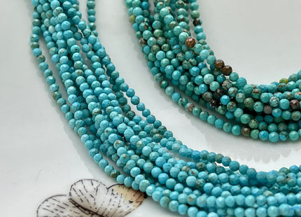2mm AAA Faceted Round Tiny Turquoise Gemstone Beads Brown Green Tiny Gemstone Loose Beads 15.5 Inches Strand #4072