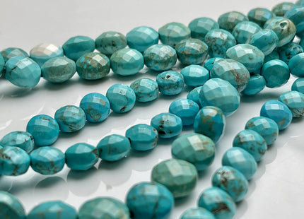 8mm 10mm Micro Faceted Multi Blue Brown Turquoise Coin Disc Shape Gemstone Beads Blue Turquoise Gemstone Beads 15 Inch Strands #4063