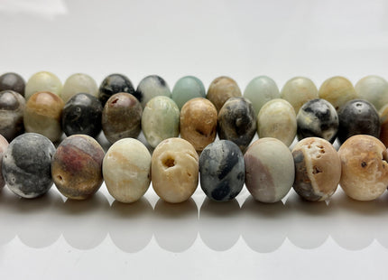 15x20 mm Natural Smooth Rondelle Multi Color Matte Amazonite Beads Natural Green Brown Gray Blue Color Jumbo Amazonite Gemstone Beads #4065
