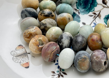 15x20 mm Natural Smooth Rondelle Multi Color Matte Amazonite Beads Natural Green Brown Gray Blue Color Jumbo Amazonite Gemstone Beads #4065