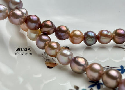 10.5-13mm AAAAA Very Rare Natural Multi Dark Mauve Pink Freshwater Baroque/Edison Pearl Beads High Luster Genuine Purple Edison Pearl #P2045