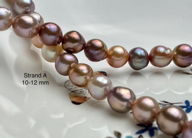 10.5-13mm AAAAA Very Rare Natural Multi Dark Mauve Pink Freshwater Baroque/Edison Pearl Beads High Luster Genuine Purple Edison Pearl #P2045