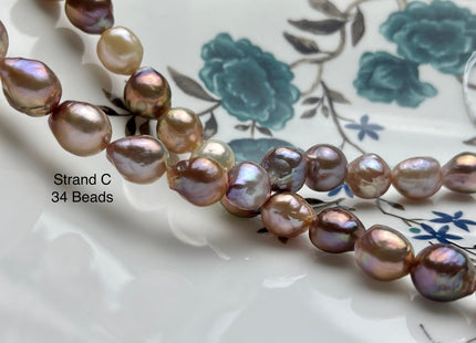 10-12 mm AAA Very Rare Natural Multi Dark Mauve Pink Freshwater Baroque/Edison Pearl Beads High Luster Genuine Purple Edison Pearl #P2060