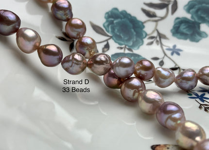 10-12 mm AAA Very Rare Natural Multi Dark Mauve Pink Freshwater Baroque/Edison Pearl Beads High Luster Genuine Purple Edison Pearl #P2060