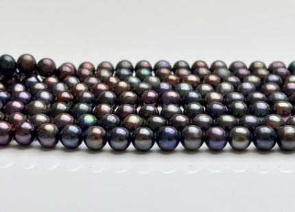 6-7 mm AA Dark Peacock Color Potato Freshwater Pearl Bead Genuine High Luster Peacock Off Round Freshwater Pearls #P2053