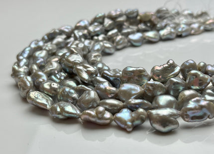 9-10x11-14 mm AAA Silver Gray Keshi Freshwater Pearl Beads Genuine High Luster Rice Nugget Keshi Freshwater Pearl 30-33 Pieces #P2050