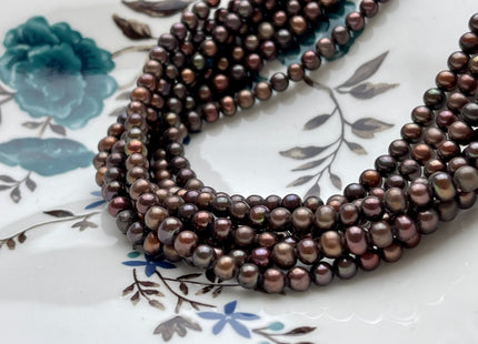 4-4.5 mm AAA Dark Brown Color Off Round Freshwater Pearl Beads Genuine Tiny Chocolate Brown Color Freshwater Seed Pearls 95 Beads #P2070