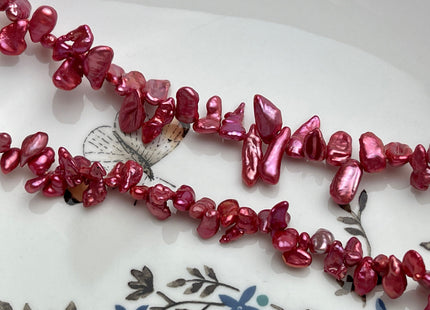 3-6x6-13 mm High Luster Cranberry Pink Color Keshi Freshwater Pearl Beads Genuine Top Drilled Pink Keshi Dancing Pearl Beads #P2046