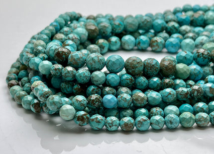 4mm 6mm 8mm 10mm Faceted Round Turquoise Beads Blue And Brown Color Gemstone 15.5 Inches Strand #4087