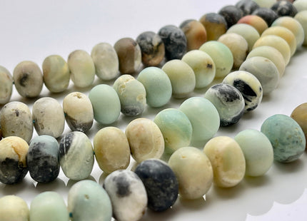 9x12mm 10x14mm Natural Smooth Rondelle Matte Amazonite Beads Natural Green Brown Gray Blue Color Jumbo Amazonite Gemstone Beads #4088