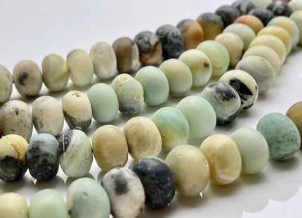 9x12mm 10x14mm Natural Smooth Rondelle Matte Amazonite Beads Natural Green Brown Gray Blue Color Jumbo Amazonite Gemstone Beads #4088