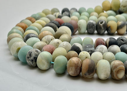 9x12mm 10x14mm Natural Smooth Rondelle Matte Amazonite Beads Natural Green Brown Gray Blue Color Jumbo Amazonite Gemstone Beads #4088