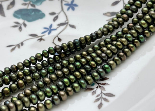5 mm AAA Dark Olive Green Round Button Freshwater Pearl Button Beads Genuine High Luster Cultured Rondelle Button Pearls #P2071