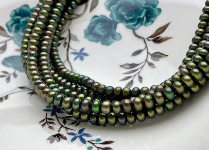 5 mm AAA Dark Olive Green Round Button Freshwater Pearl Button Beads Genuine High Luster Cultured Rondelle Button Pearls #P2071