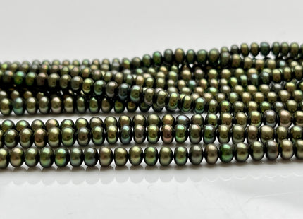 5 mm AAA Dark Olive Green Round Button Freshwater Pearl Button Beads Genuine High Luster Cultured Rondelle Button Pearls #P2071