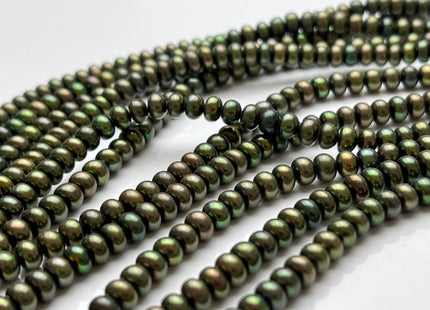 5 mm AAA Dark Olive Green Round Button Freshwater Pearl Button Beads Genuine High Luster Cultured Rondelle Button Pearls #P2071