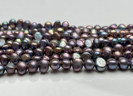 6-8 mm AA Peacock With Iridescent Gray Color Potato Nugget Freshwater Pearl Beads Genuine Cultured Peacock Color Nugget Pearls #P2065