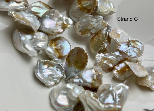 One-Of-A-Kind 20x35 mm AAA Rare HUGE Keshi Freshwater Pearl Beads Genuine Natural White And Champagne Color Top Drilled Keshi Pearls #P2076