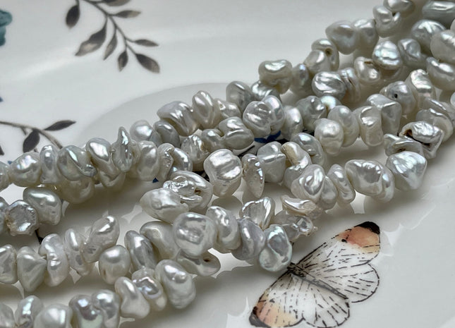 9mm Natural White Very Rare Keshi Freshwater Pearl Beads Center Drilled Keshi Rondelle Genuine Freshwater Pearls B Grade #P2083