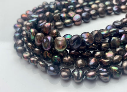 8-10 mm AA Dark Gray Peacock Keshi Nugget Freshwater Pearl Bead Center Drilled Peacock Keshi Pearls Genuine Keshi Nugget Pearl #P2078