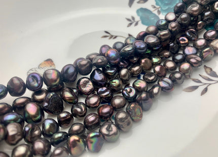 8-10 mm AA Dark Gray Peacock Keshi Nugget Freshwater Pearl Bead Center Drilled Peacock Keshi Pearls Genuine Keshi Nugget Pearl #P2078