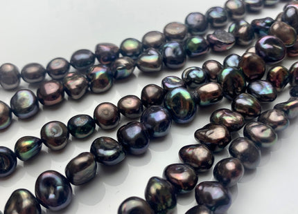 8-10 mm AA Dark Gray Peacock Keshi Nugget Freshwater Pearl Bead Center Drilled Peacock Keshi Pearls Genuine Keshi Nugget Pearl #P2078