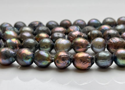 12-13 mm Full Strand Large Hole Peacock Color Baroque Pearl Beads Hole Size 2.2 mm Genuine Freshwater Baroque Pearls #1498