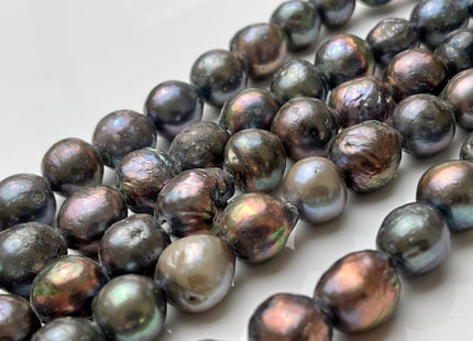 12-13 mm Full Strand Large Hole Peacock Color Baroque Pearl Beads Hole Size 2.2 mm Genuine Freshwater Baroque Pearls #1498