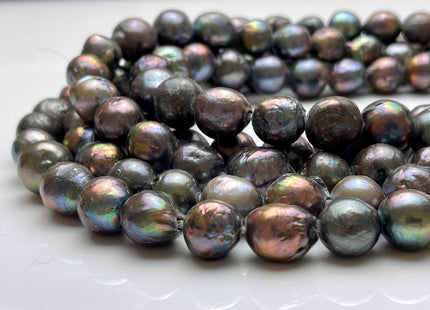 12-13 mm Full Strand Large Hole Peacock Color Baroque Pearl Beads Hole Size 2.2 mm Genuine Freshwater Baroque Pearls #1498