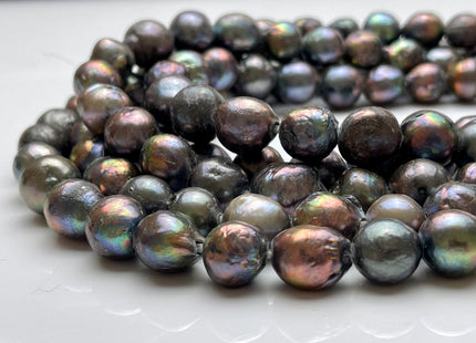 12-13 mm Full Strand Large Hole Peacock Color Baroque Pearl Beads Hole Size 2.2 mm Genuine Freshwater Baroque Pearls #1498