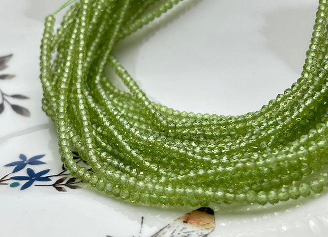 2x3 mm AAA Natural Color Faceted Rondelle Peridot Gemstone Beads Top Quality Green Peridot Gemstone Beads # 2340