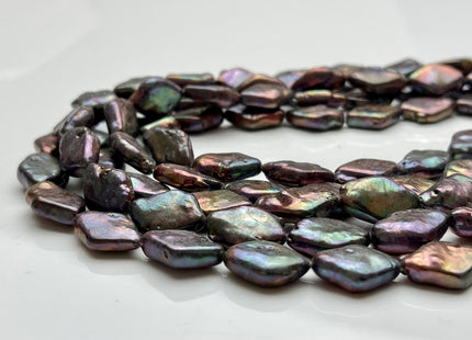 11x17mm Freshwater Diamond Coin Pearl Dark Peacock Color Genuine Freshwater Coin Pearls 25 Beads #1104