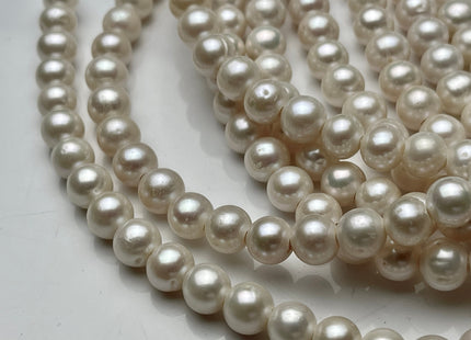 8 - 8.5 mm Half Strand AAA Large Hole High Luster Semi Round/Potato White Freshwater Pearls Beads 2.1mm Hole Large Hole Pearl Beads #170
