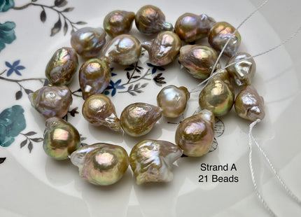 13-25 mm AA Jumbo Natural Mauve Pink Color Baroque Freshwater Pearl Beads Genuine Mauve Color With Avocado Gold Sheen Baroque Pearls #P2094
