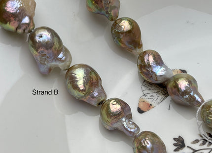 13-25 mm AA Jumbo Natural Mauve Pink Color Baroque Freshwater Pearl Beads Genuine Mauve Color With Avocado Gold Sheen Baroque Pearls #P2094