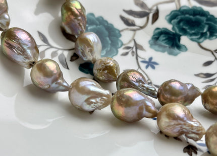 13-25 mm AA Jumbo Natural Mauve Pink Color Baroque Freshwater Pearl Beads Genuine Mauve Color With Avocado Gold Sheen Baroque Pearls #P2094