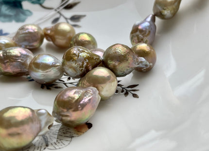 13-25 mm AA Jumbo Natural Mauve Pink Color Baroque Freshwater Pearl Beads Genuine Mauve Color With Avocado Gold Sheen Baroque Pearls #P2094